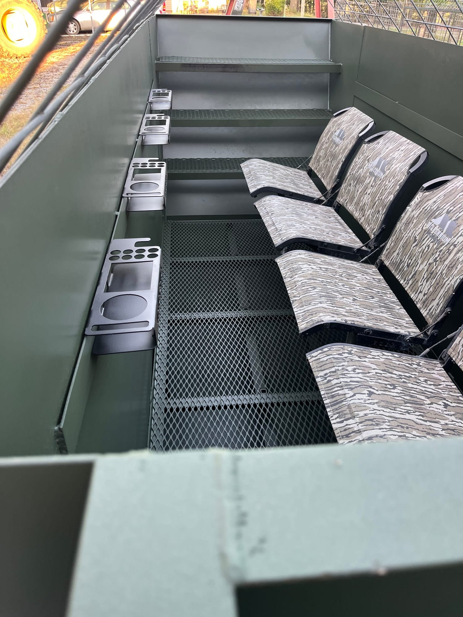 Pit blind interior with Millennium seats and gun holders