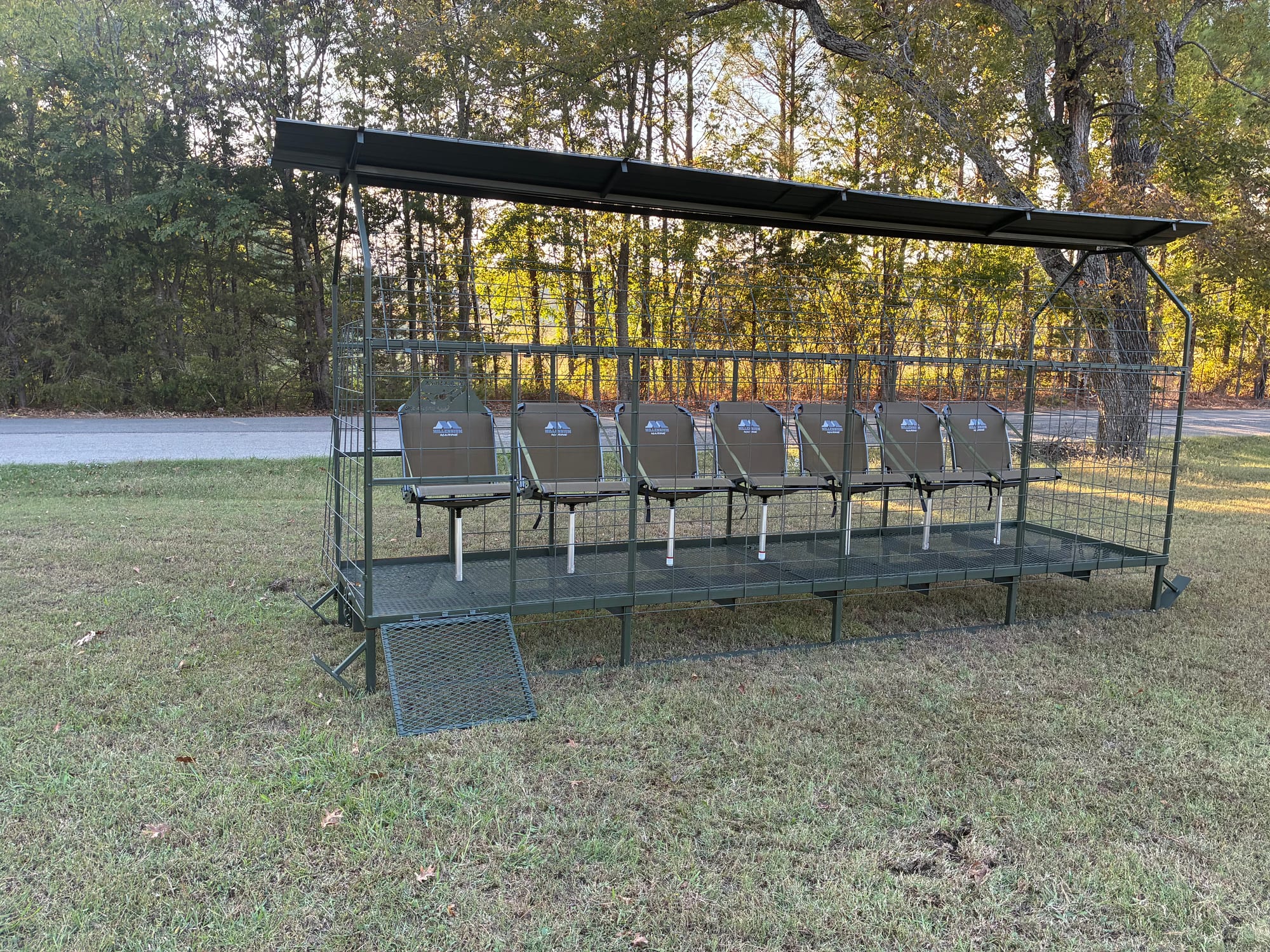 Large skid blind with eight seats — built by The Whack Shack